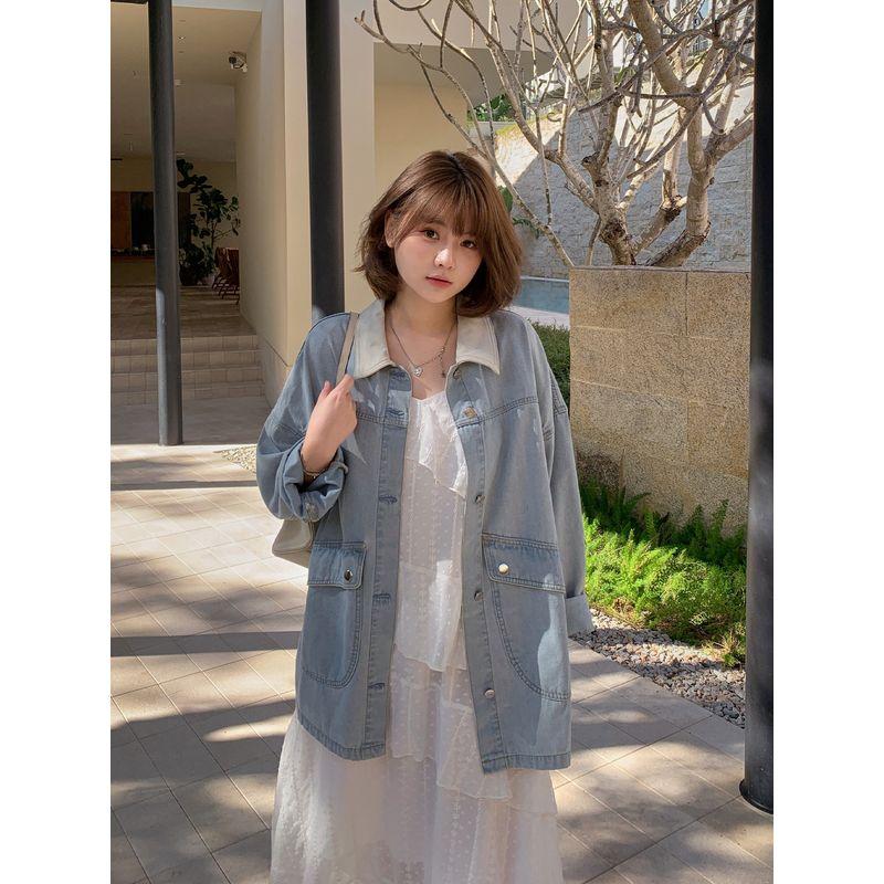 Maxi Plus-Size Women s Washed Color-Blocked Lapel Workwear Denim Jacket for Spring, Loose Fit, Slimming Top for Slightly Plump Women Light Blue (First Batch) L
Maxi Plus-Size Women s Washed Color-Blocked Lapel Workwear Denim Jacket for Spring, Loose Fit, Slimming Top for Slightly Plump Women Light Blue (First Batch) L