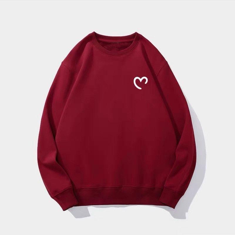 Trendy Brand Round-Neck Sweatshirt, Autumn Simple and Trendy Hoodless Fleece Top, Loose Fit with Heart Print, Couple s Jacket Wine Red S
Trendy Brand Round-Neck Sweatshirt, Autumn Simple and Trendy Hoodless Fleece Top, Loose Fit with Heart Print, Couple s Jacket Wine Red S