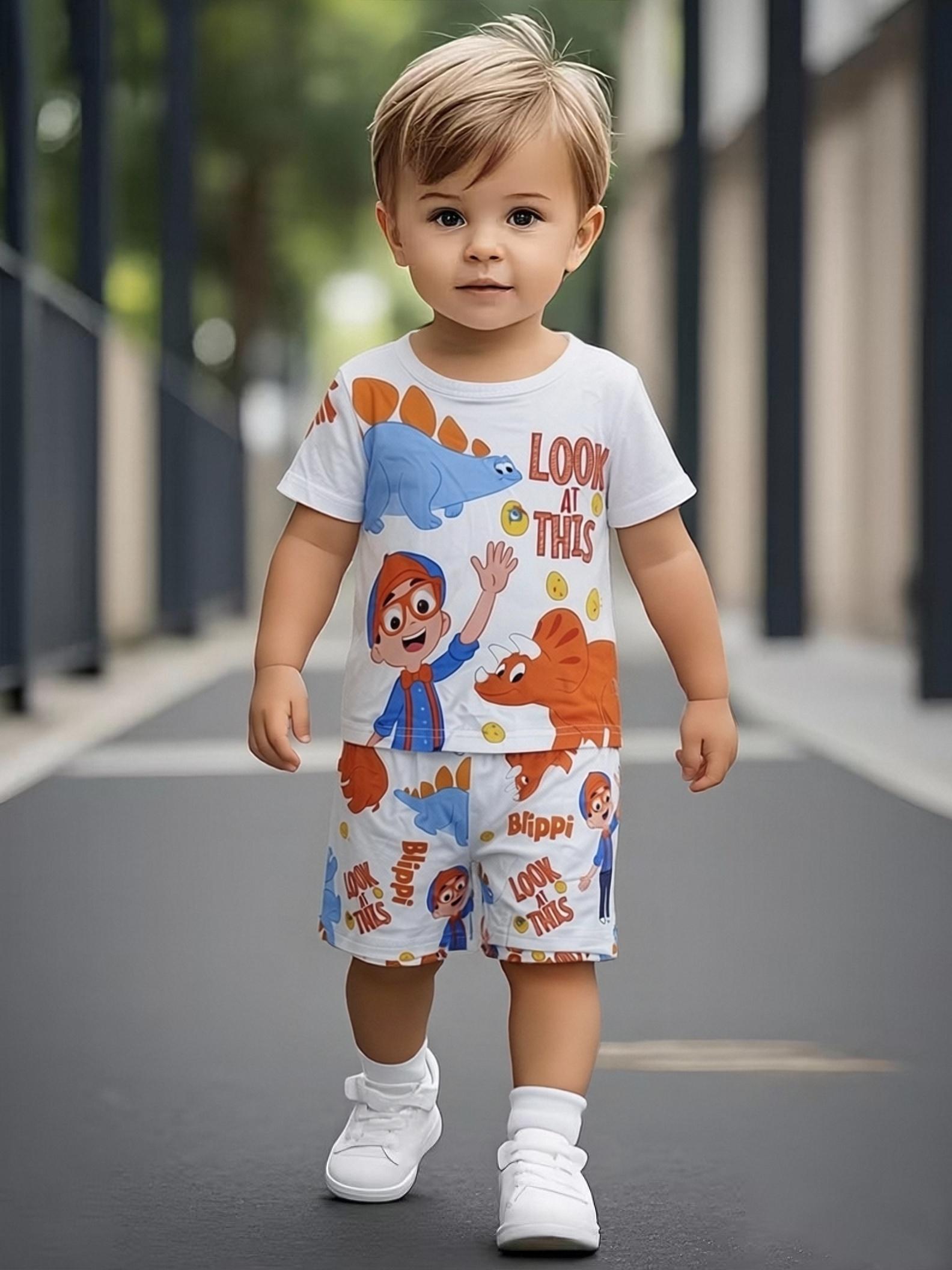 Toddler Boys Cute Cartoon Character & Dinosaur Print 2-Piece Outfit, Summer White Casual Clothes for Kids, Perfect for Playwear & Outdoor 1-2Y белый
Toddler Boys Cute Cartoon Character & Dinosaur Print 2-Piece Outfit, Summer White Casual Clothes for Kids, Perfect for Playwear & Outdoor 1-2Y белый