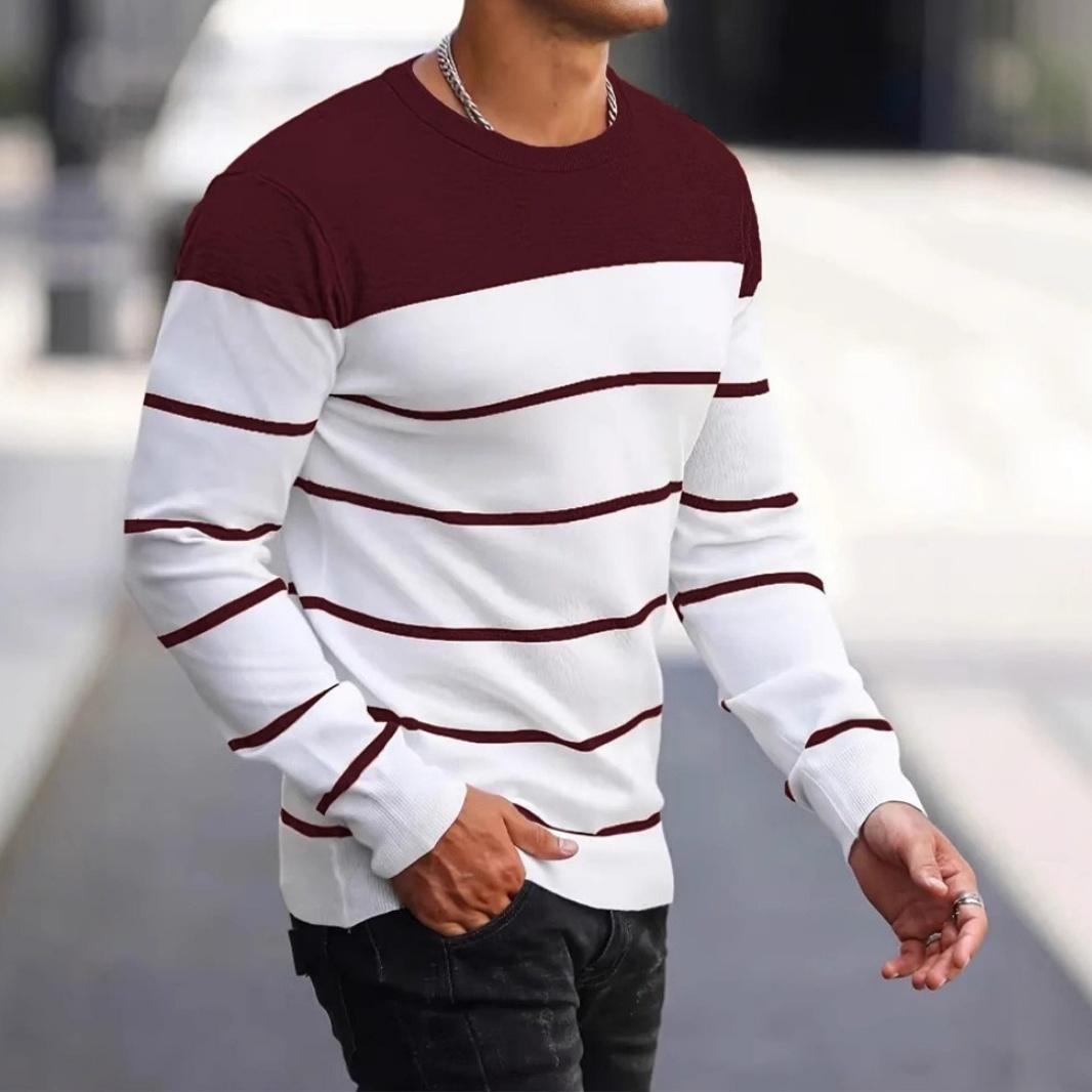 Men s Fashionable Round-neck Striped Color-blocked Long-sleeved Top M червоний
Men s Fashionable Round-neck Striped Color-blocked Long-sleeved Top M червоний