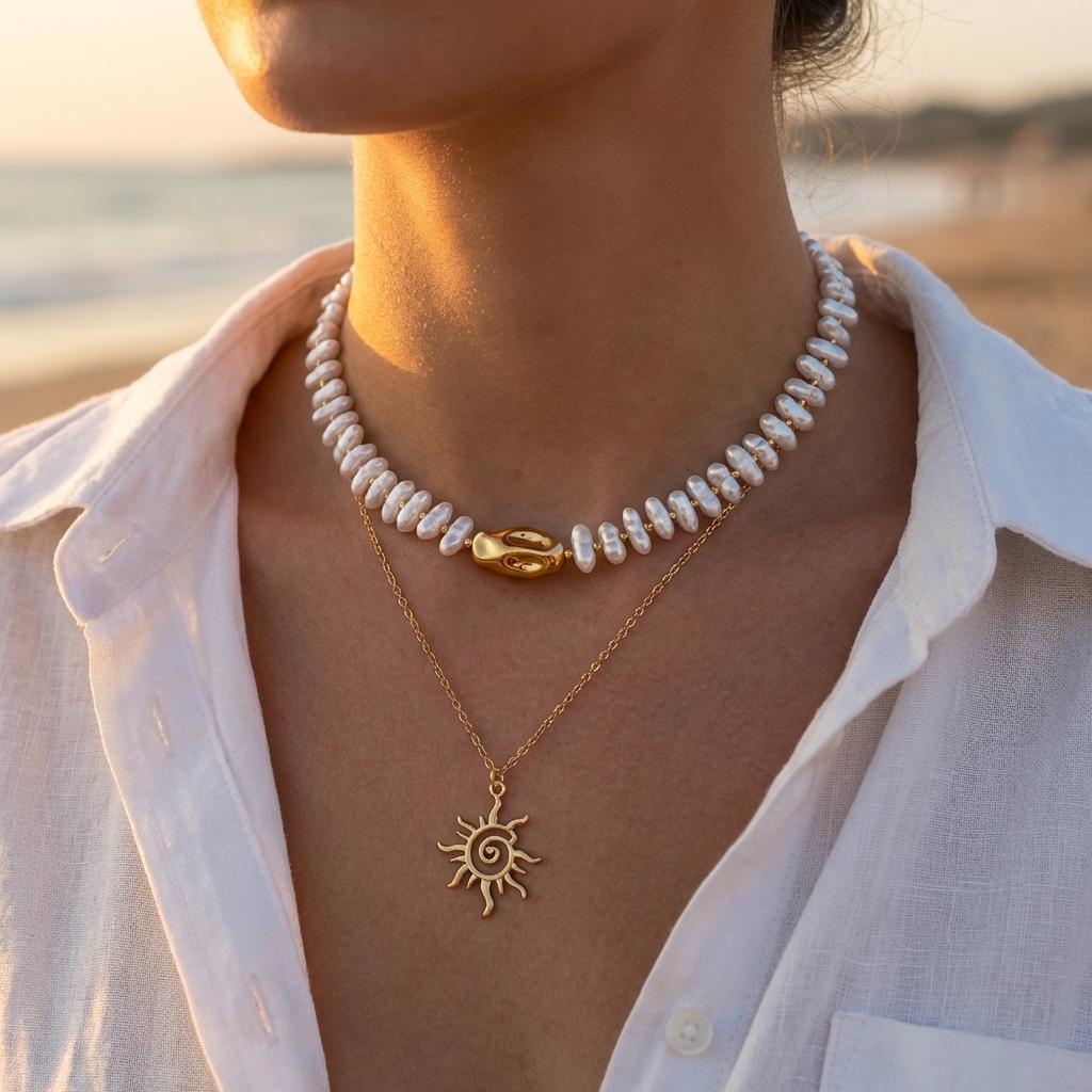 Boho Baroque Irregular Imitation Pearl Necklace For Women Vintage Sun Pendant Layered Choker Summer Vacation Party Jewelry Gift
Boho Baroque Irregular Imitation Pearl Necklace For Women Vintage Sun Pendant Layered Choker Summer Vacation Party Jewelry Gift