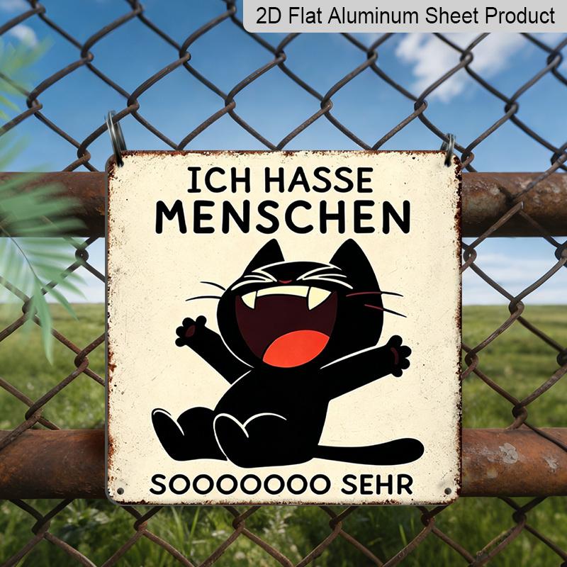 2D Flat, 1pc Vintage Aluminium Metal Sign, Outdoor Decorative Wall Sign, Retro Tin Sign Style, German Cat Humor Decor, Ich Hasse Menschen , Home 20*20cm
2D Flat, 1pc Vintage Aluminium Metal Sign, Outdoor Decorative Wall Sign, Retro Tin Sign Style, German Cat Humor Decor, Ich Hasse Menschen , Home 20*20cm