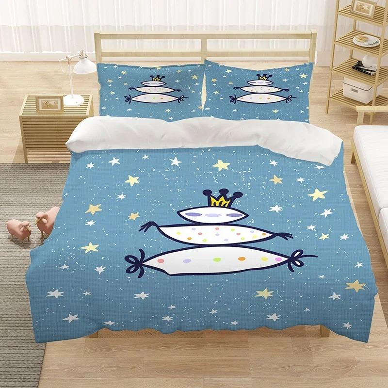 Милый мультфильм Маленькая звезда Постельное белье Пододеяльник Спальня Одеяло Покрывала Односпальный Твин King Size Покрывало Домашний Текстиль 70x133cm 2pcs