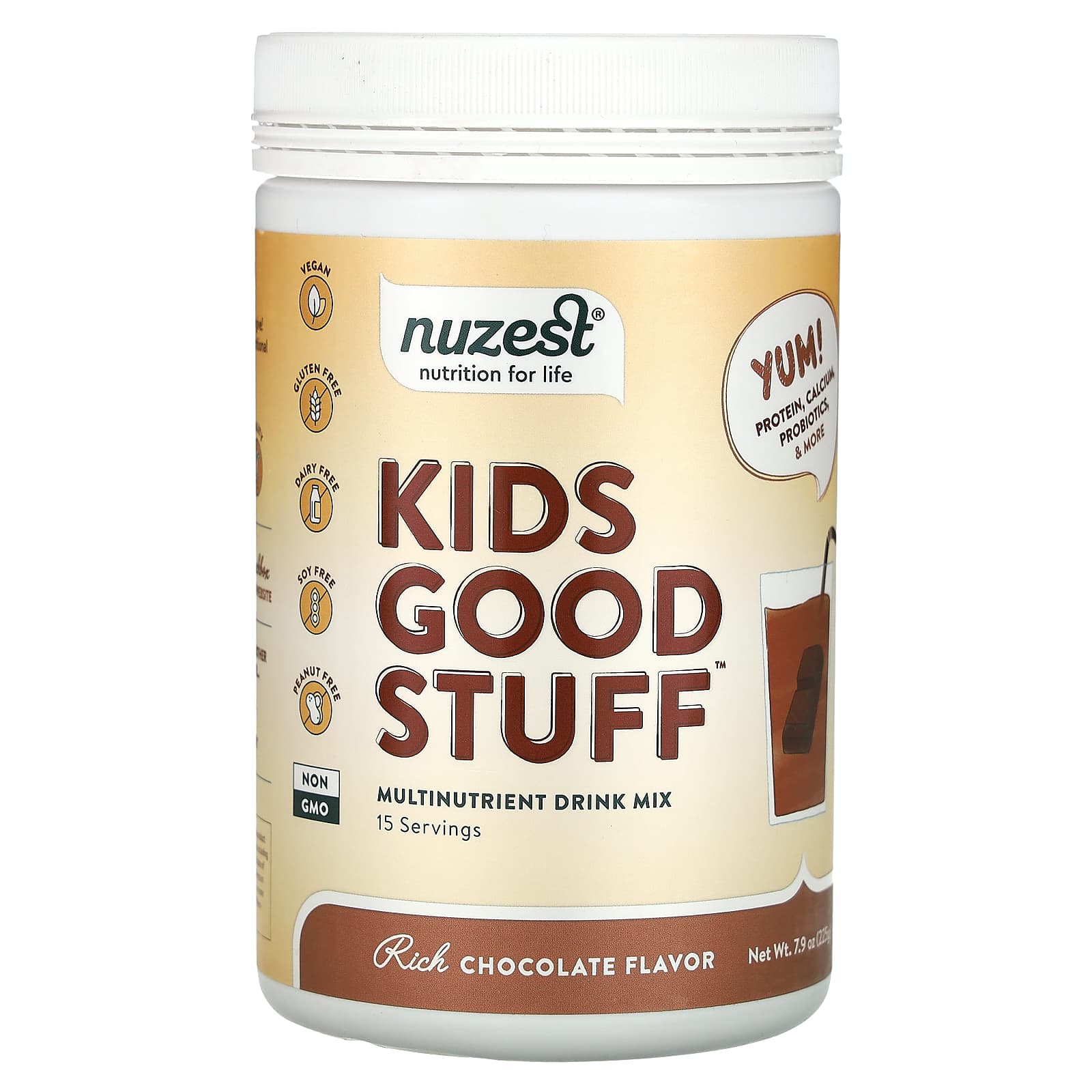 Nuzest, Kids Good Stuff, комплексна поживна суміш для напоїв, багатий шоколад, 225 г (7,9 унцій)
Nuzest, Kids Good Stuff, комплексна поживна суміш для напоїв, багатий шоколад, 225 г (7,9 унцій)