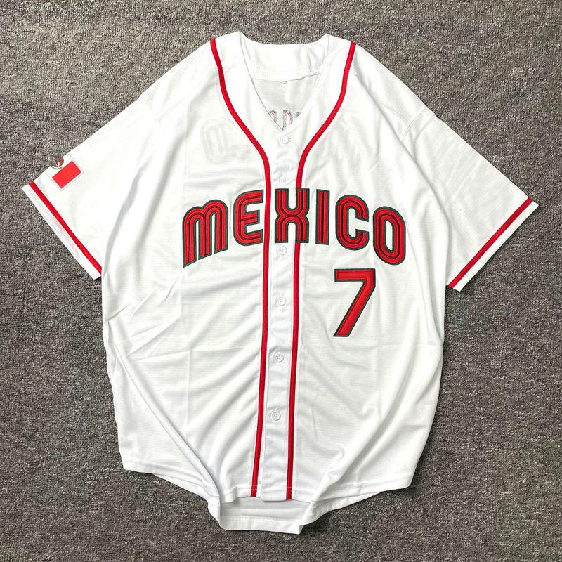 Fashion Mexico Baseball Uniform Short Sleeve Cardigan Hip Hop All-Matching Embroidered Hip Hop Jersey Outwear Men and Women Fashion White S European and American Sizes Are Larger
Fashion Mexico Baseball Uniform Short Sleeve Cardigan Hip Hop All-Matching Embroidered Hip Hop Jersey Outwear Men and Women Fashion White S European and American Sizes Are Larger