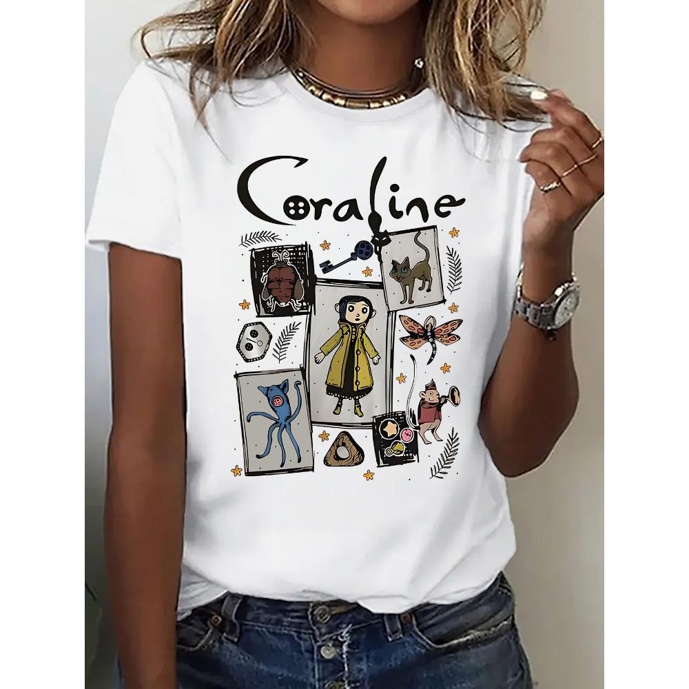 Cartoon Coraline Print Short Sleeve T-shirt Casual Crew Neck Top For Spring & Summer Women s Clothing M
Cartoon Coraline Print Short Sleeve T-shirt Casual Crew Neck Top For Spring & Summer Women s Clothing M