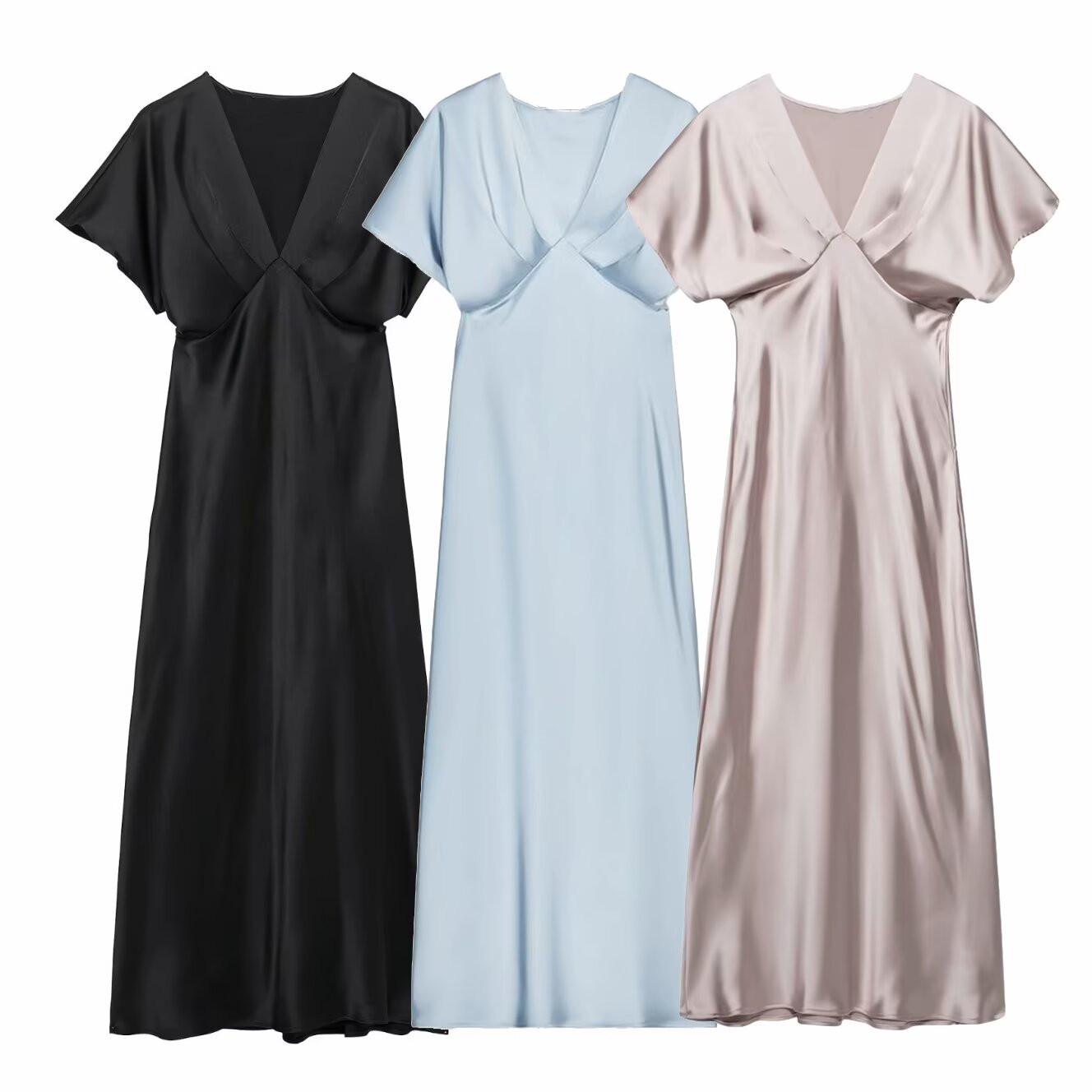 2025 Spring/Summer Women s V-Neck Silk Satin Midi Dress - Slim Fit, Elegant and High-End Extra Small світло-синій колір
2025 Spring/Summer Women s V-Neck Silk Satin Midi Dress - Slim Fit, Elegant and High-End Extra Small світло-синій колір