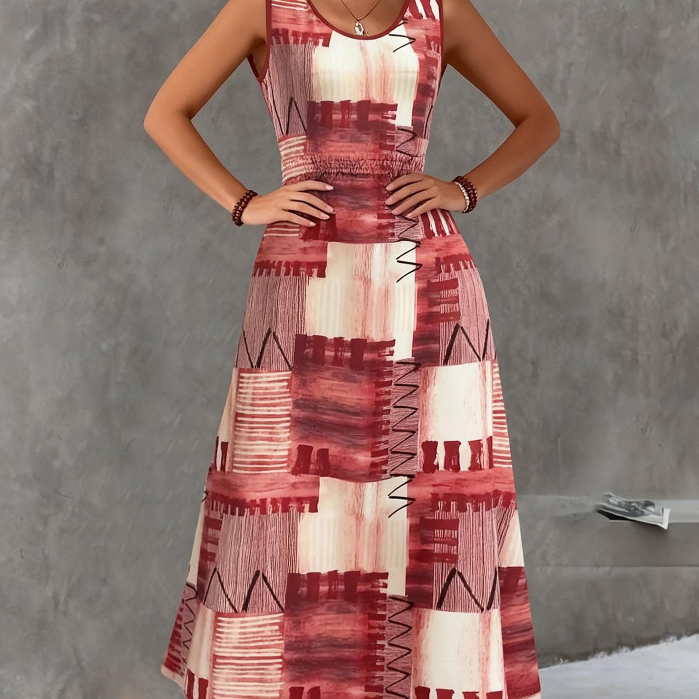 Summer Women s Geometric Print Maxi Dress Sleeveless Crew Neck Pocket Casual A-Line Long Sundress Vintage Loose Beach Vacation Dress 5XL червоний/коричневий
Summer Women s Geometric Print Maxi Dress Sleeveless Crew Neck Pocket Casual A-Line Long Sundress Vintage Loose Beach Vacation Dress 5XL червоний/коричневий