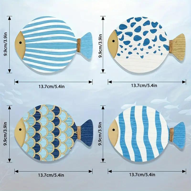 4pcs Whimsical Fish-Shaped Wooden Coasters - Vibrant Blue & White Patterns, Heat-Resistant, Perfect For Coffee & Tea Lovers M&Polygon
4pcs Whimsical Fish-Shaped Wooden Coasters - Vibrant Blue & White Patterns, Heat-Resistant, Perfect For Coffee & Tea Lovers M&Polygon