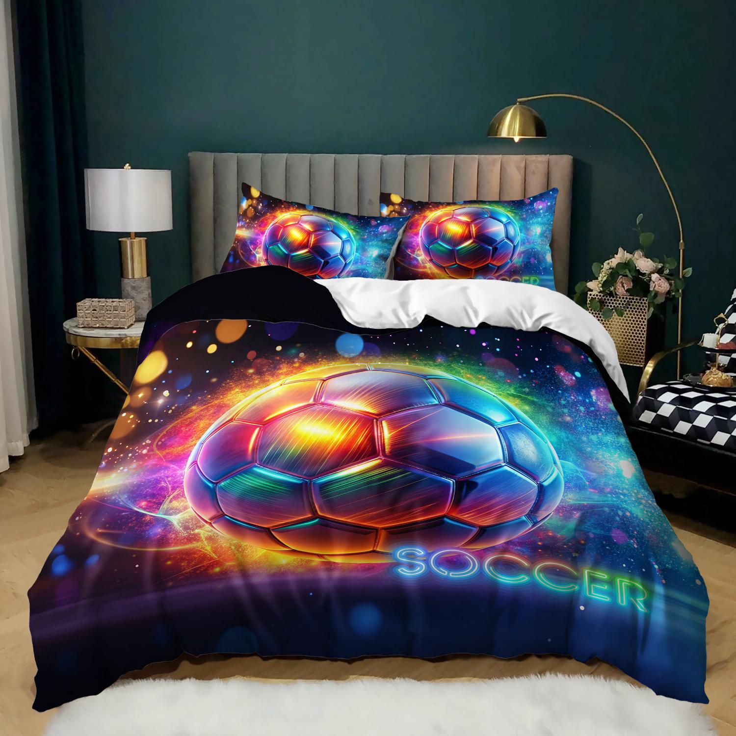 3pcs Vibrant Neon Soccer Ball Bedding Duvet Cover Set Soccer Themed Bedding Quilt Set Sports Themed Bed Quilt Set Four Seasons Duvet Cover Set&EU Single(135x200cm)
3pcs Vibrant Neon Soccer Ball Bedding Duvet Cover Set Soccer Themed Bedding Quilt Set Sports Themed Bed Quilt Set Four Seasons Duvet Cover Set&EU Single(135x200cm)