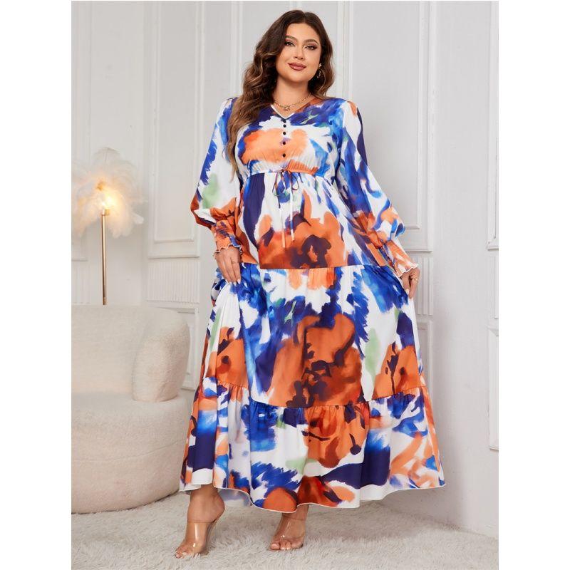 XL-4XL Women Dress Print Ladies Skirt Plus size Print V-neck High Waist Dress Women Orange color 4XL
XL-4XL Women Dress Print Ladies Skirt Plus size Print V-neck High Waist Dress Women Orange color 4XL