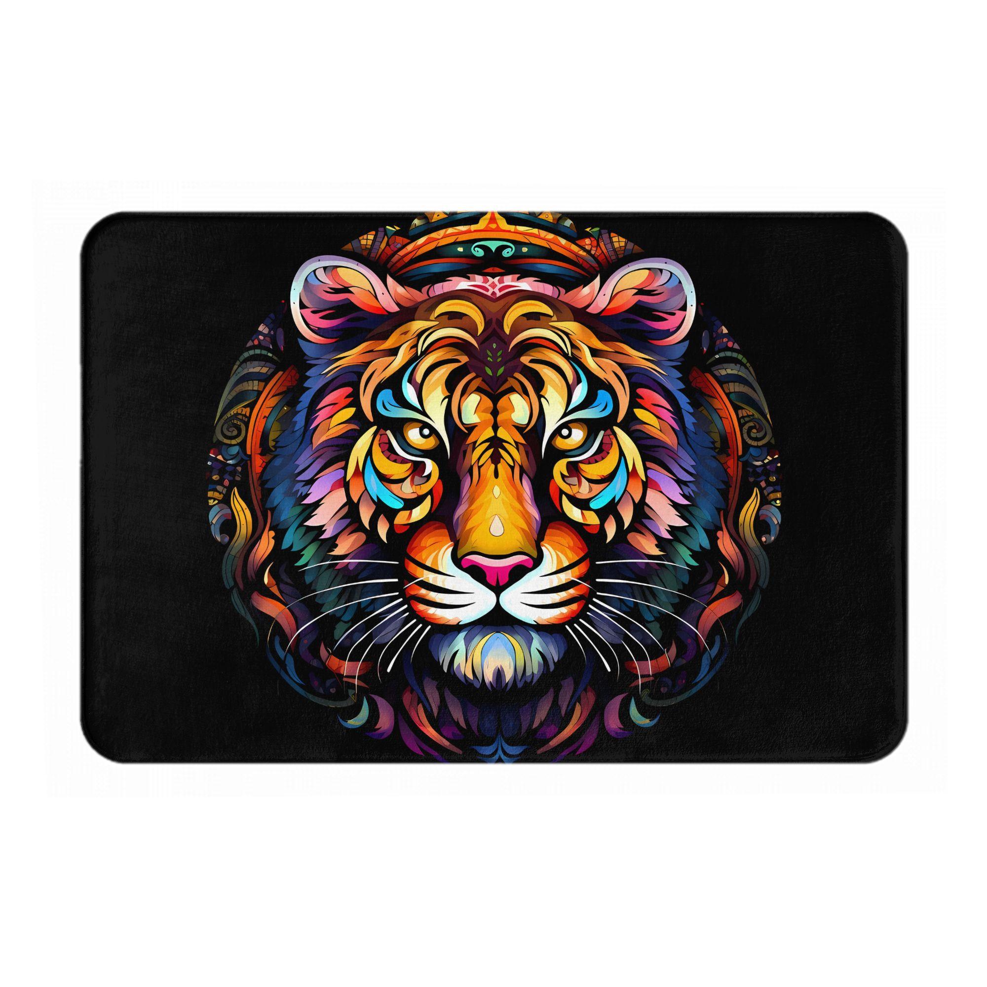 Psychedelic Tiger Head Doormat Black Background Printed Polyester Machine Washable Entrance Floor Mat 40cm x 60cm
Psychedelic Tiger Head Doormat Black Background Printed Polyester Machine Washable Entrance Floor Mat 40cm x 60cm