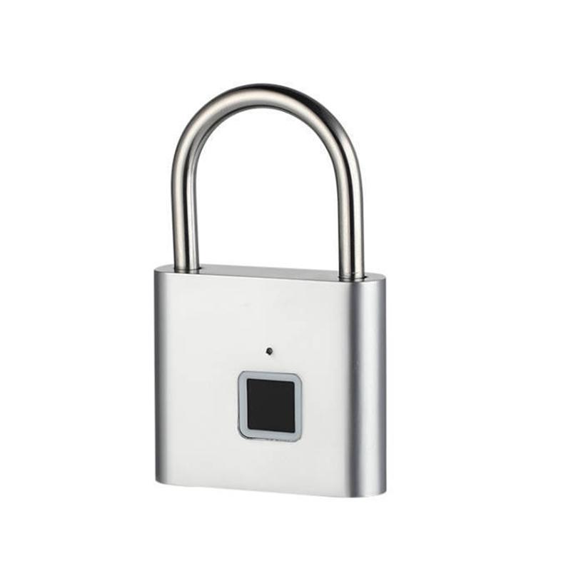 Умный замок с отпечатком пальца Водонепроницаемый биометрический замок с отпечатком пальца без ключа Замок безопасности USB Перезаряжаемый замок безопасности для разблокировки дома серебряный