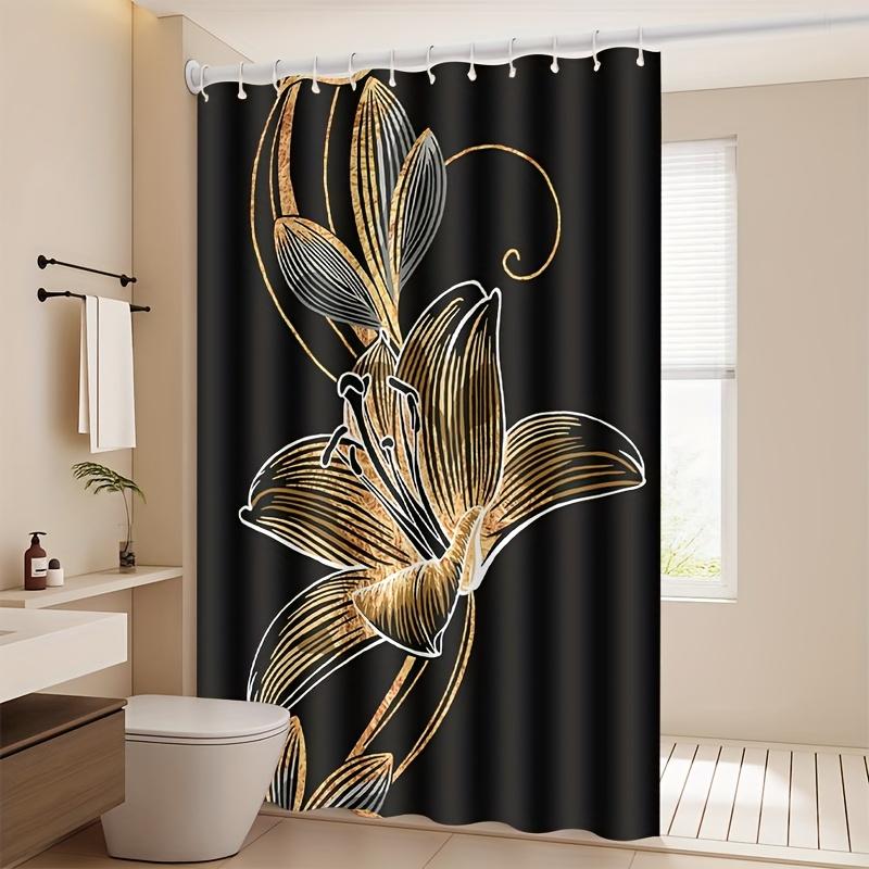 Gold Lily Shower Curtain Black Background Luxury Floral Design Elegant Bathroom Decor Waterproof Fabric Bath Curtain Set Home W60H190(CM)-1 Pcs
Gold Lily Shower Curtain Black Background Luxury Floral Design Elegant Bathroom Decor Waterproof Fabric Bath Curtain Set Home W60H190(CM)-1 Pcs