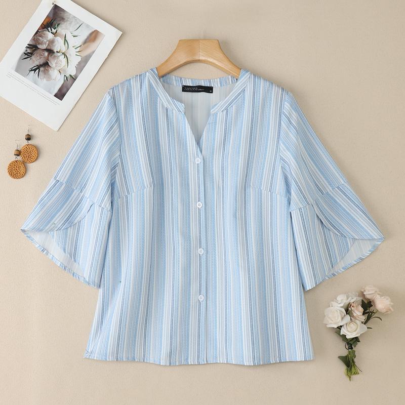 ZANZEA Жіноча повсякденна блузка з V-подібним вирізом, рукавом 3/4, вільного крою в смужку 3XL синій
ZANZEA Жіноча повсякденна блузка з V-подібним вирізом, рукавом 3/4, вільного крою в смужку 3XL синій