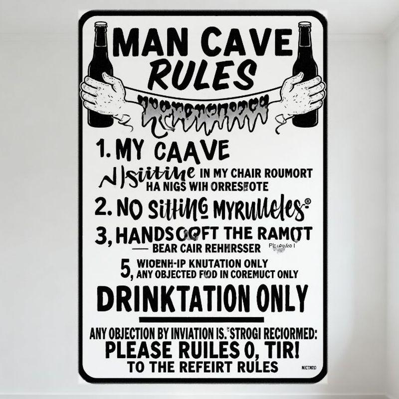 Vintage Man Cave Rules Metal Tin Sign with Beer Bottles & Illustrated Hands - Humorous Retro Decor for Home Bar Club Cafe 20x30cm(7.8x11.8inch)
Vintage Man Cave Rules Metal Tin Sign with Beer Bottles & Illustrated Hands - Humorous Retro Decor for Home Bar Club Cafe 20x30cm(7.8x11.8inch)