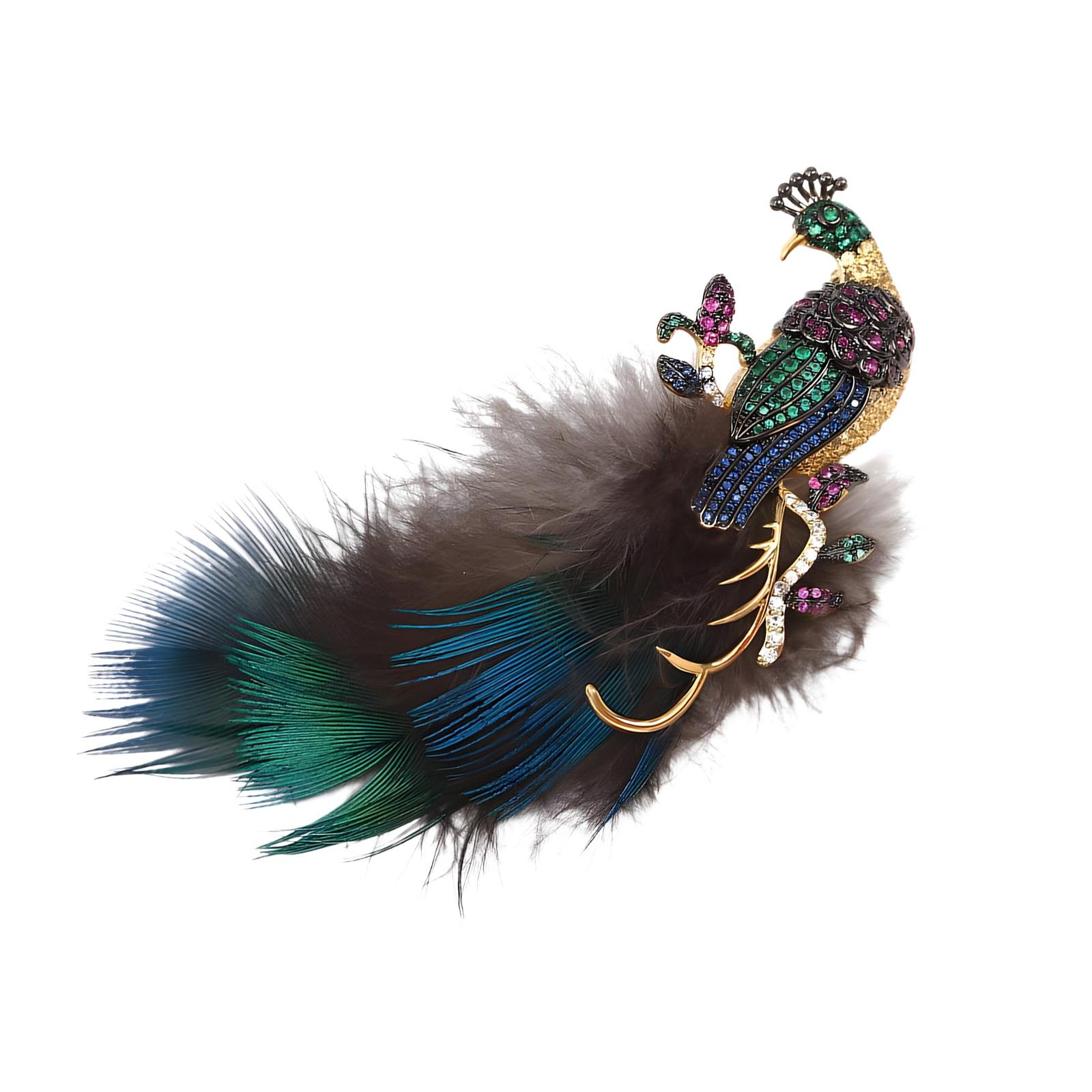 Artistic Peacocks Feather Shaped Alloy Brooch with Sparkling Rhinestones Elegant Lapel Pin for Coat Suit Sweater 1
Artistic Peacocks Feather Shaped Alloy Brooch with Sparkling Rhinestones Elegant Lapel Pin for Coat Suit Sweater 1