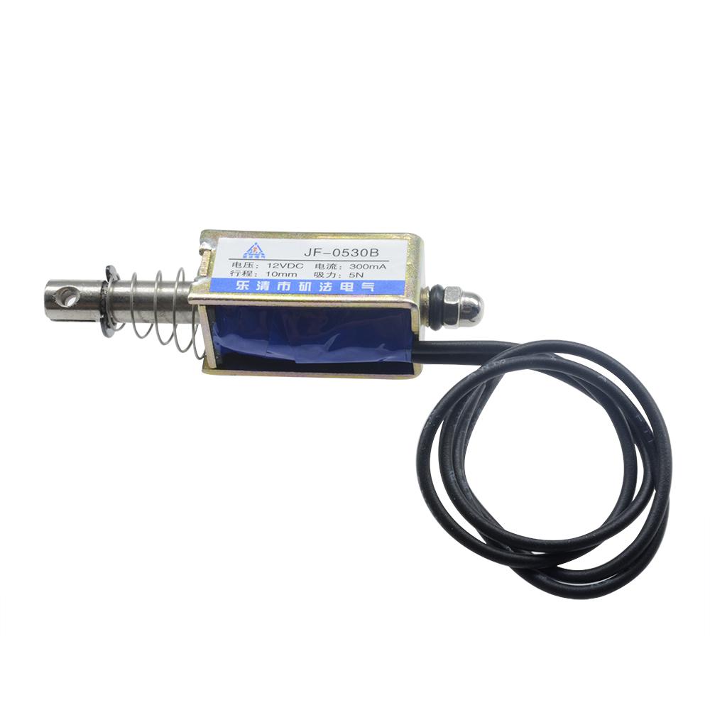 JF-0530B Electromagnet DC 12V 300mA 5N 10mm Precise Pull-Push-Type Linear Motion Solenoid Reed Switch with Wire
JF-0530B Electromagnet DC 12V 300mA 5N 10mm Precise Pull-Push-Type Linear Motion Solenoid Reed Switch with Wire