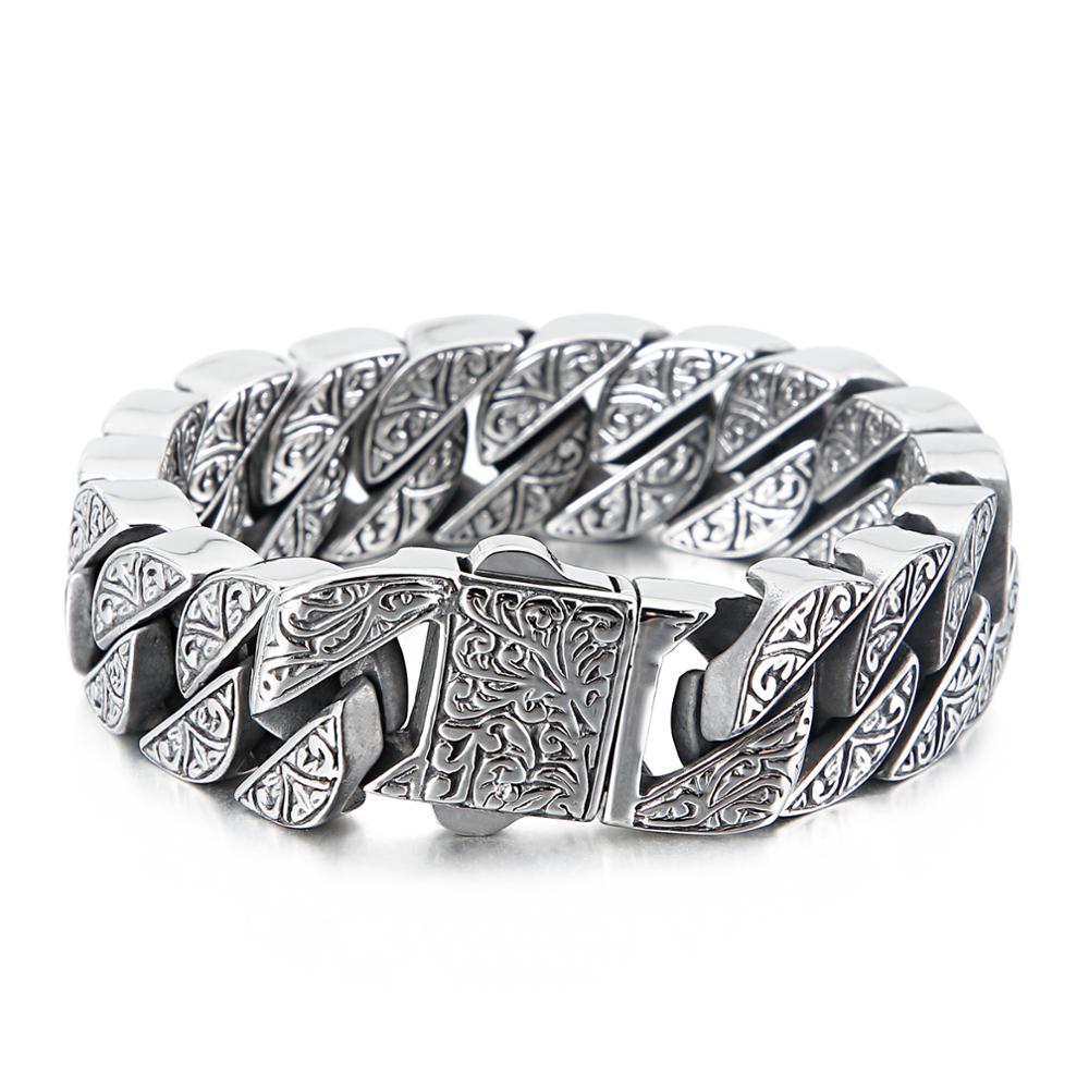 Fongten Vintage Bracelet for Men Carving Cuban Chain Stainless Steel Men s Bracelets Bangle Viking Gold Silver Color Jewelry 17.5cm
Fongten Vintage Bracelet for Men Carving Cuban Chain Stainless Steel Men s Bracelets Bangle Viking Gold Silver Color Jewelry 17.5cm