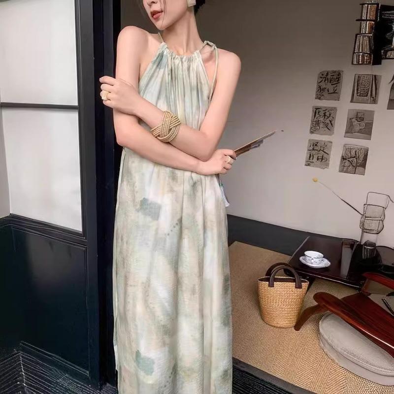 New Sleeveless Ink Smudge Printed Neck Dress for Women In Summer Sanya Beach Vacation Beach Skirt S зелений
New Sleeveless Ink Smudge Printed Neck Dress for Women In Summer Sanya Beach Vacation Beach Skirt S зелений