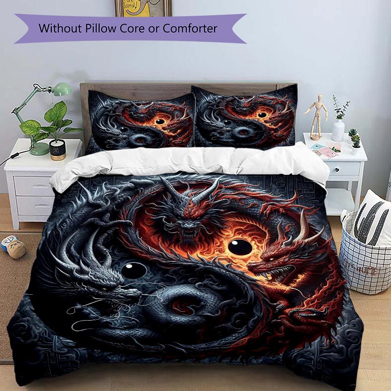 3pcs The Epic Battle of Red and Black Dragons Printed Quilt Set - Soft and Comfortable Quilt Cover for Bedroom, Guest Room and Dormitory 135x200cm
3pcs The Epic Battle of Red and Black Dragons Printed Quilt Set - Soft and Comfortable Quilt Cover for Bedroom, Guest Room and Dormitory 135x200cm