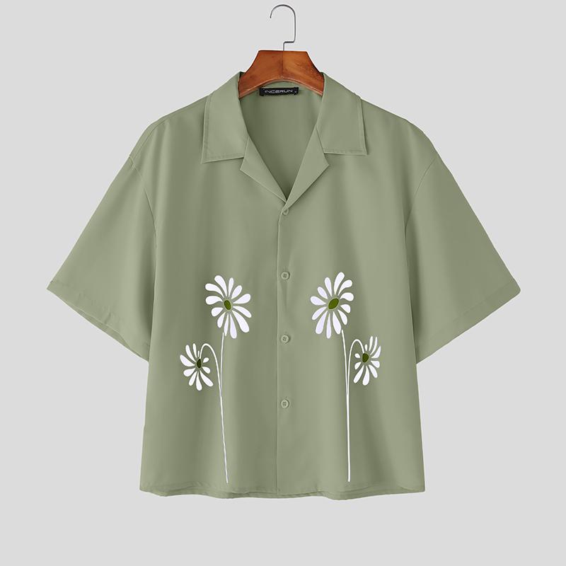 INCERUN Oversized Men Lapel Neck Short Sleeve Button Down Print Casual Loose Cropped Shirts 4XL зелений
INCERUN Oversized Men Lapel Neck Short Sleeve Button Down Print Casual Loose Cropped Shirts 4XL зелений