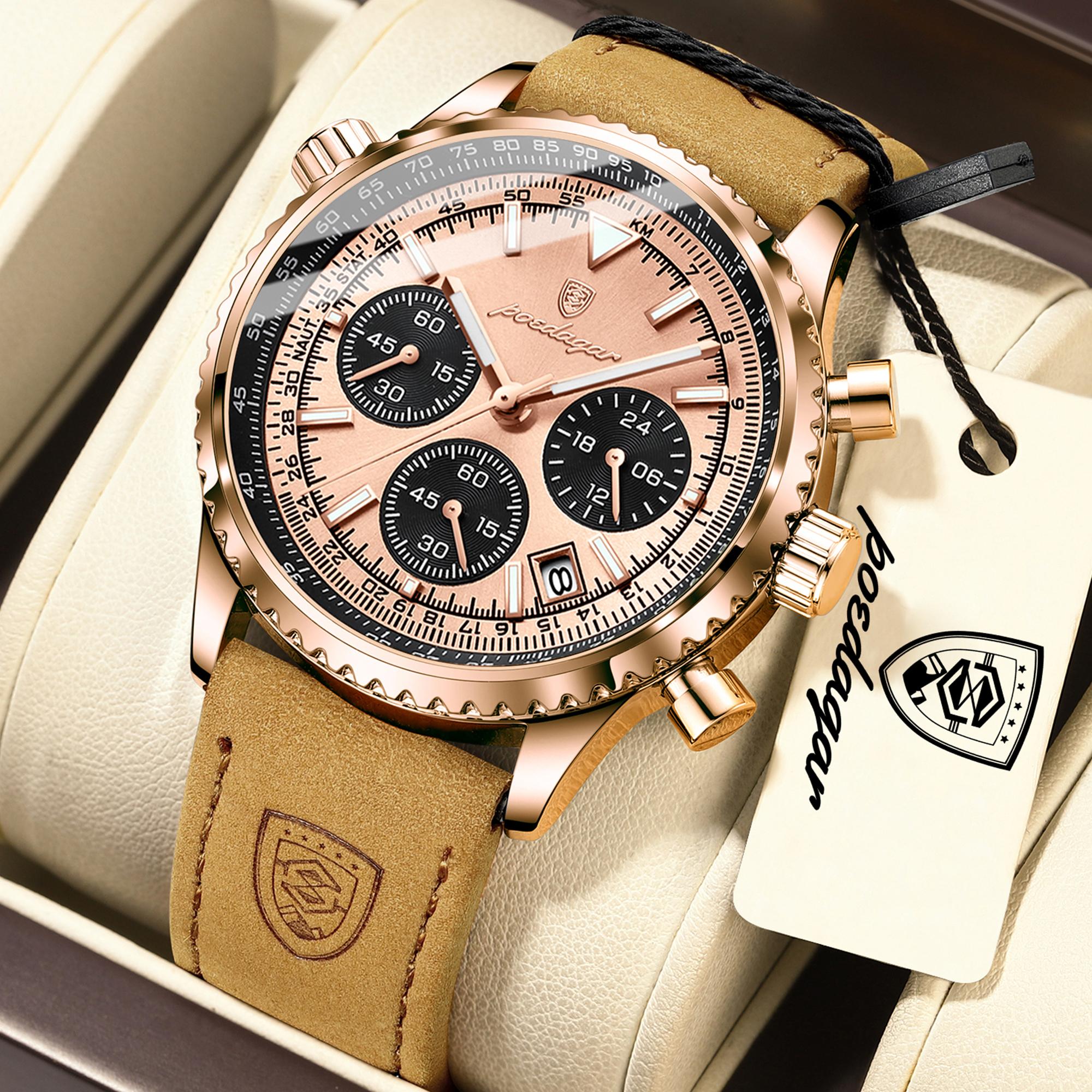 POEDAGAR Business Men Wristwatch Waterproof Luminous Date Chronograph Sport Man Clock Leather Quartz Fashion Watches рожевий колір золота/золотий
POEDAGAR Business Men Wristwatch Waterproof Luminous Date Chronograph Sport Man Clock Leather Quartz Fashion Watches рожевий колір золота/золотий