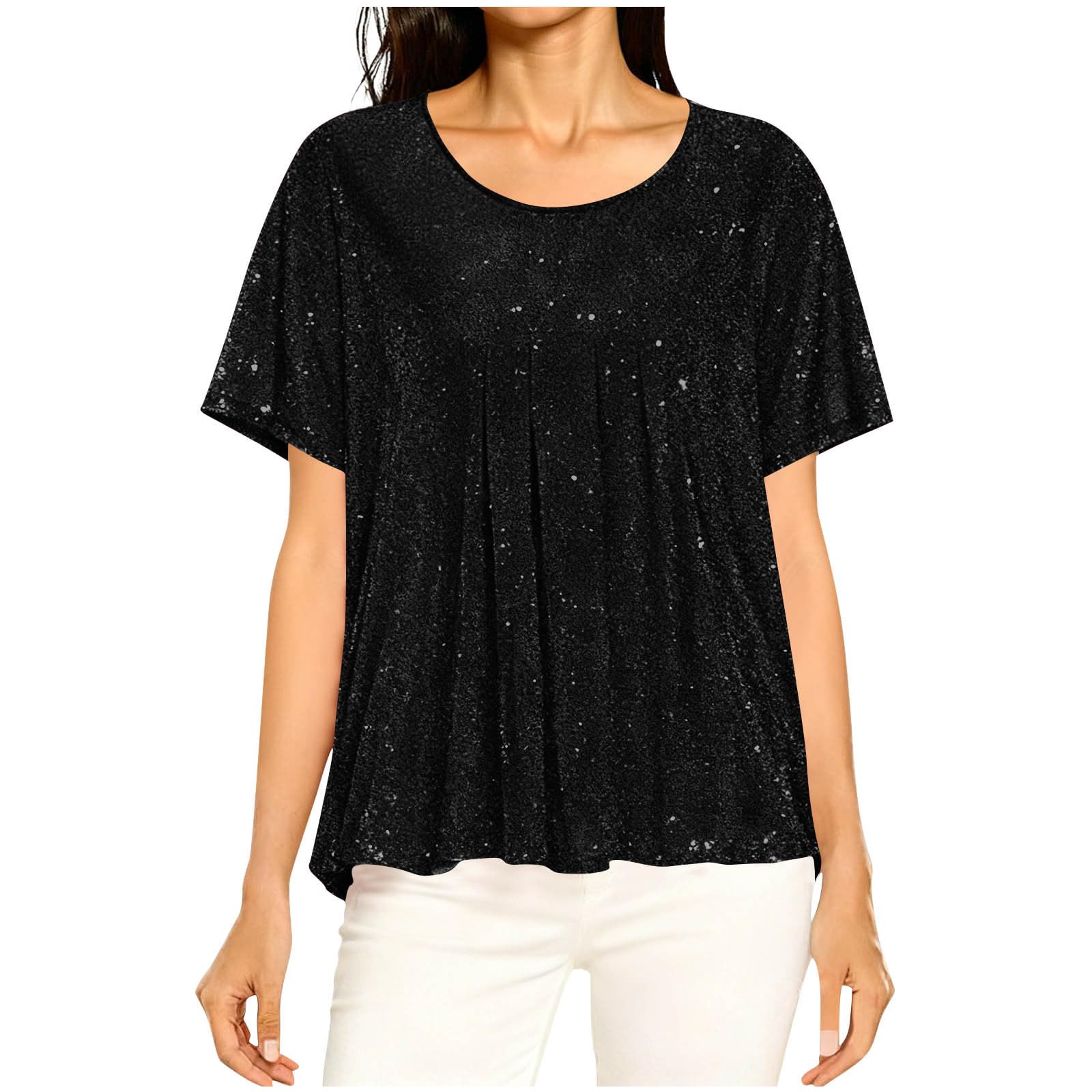 Women s Fashionable Solid Color Round Neck Short Sleeved Casual Loose Top XL чорний
Women s Fashionable Solid Color Round Neck Short Sleeved Casual Loose Top XL чорний