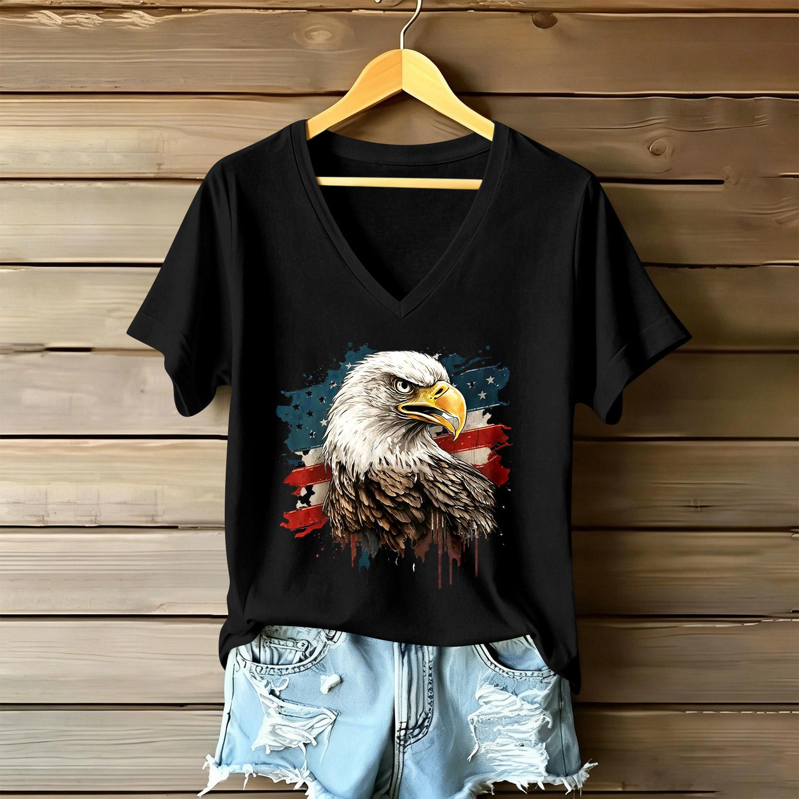 Women Casual V Neck Short Sleeve T Shirt with Eagle Graphic Print Lightweight Soft Fabric Relaxed Fit Summer Top L чёрный
Women Casual V Neck Short Sleeve T Shirt with Eagle Graphic Print Lightweight Soft Fabric Relaxed Fit Summer Top L чёрный