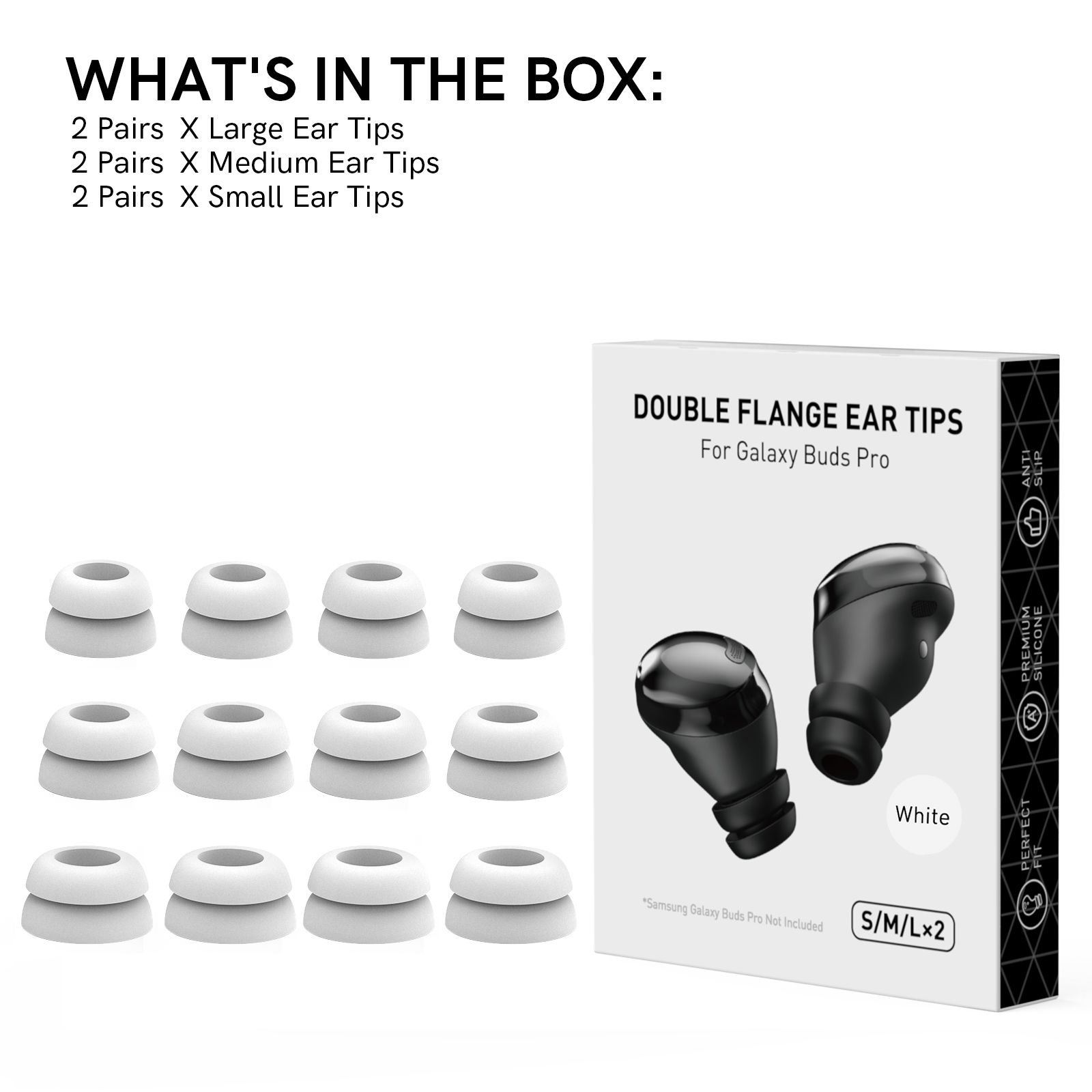 12Pcs Double Flange Anti-drop Earplug Earbuds Ear Tips Silicone Replacement For Samsung Galaxy Buds Pro білий
12Pcs Double Flange Anti-drop Earplug Earbuds Ear Tips Silicone Replacement For Samsung Galaxy Buds Pro білий
