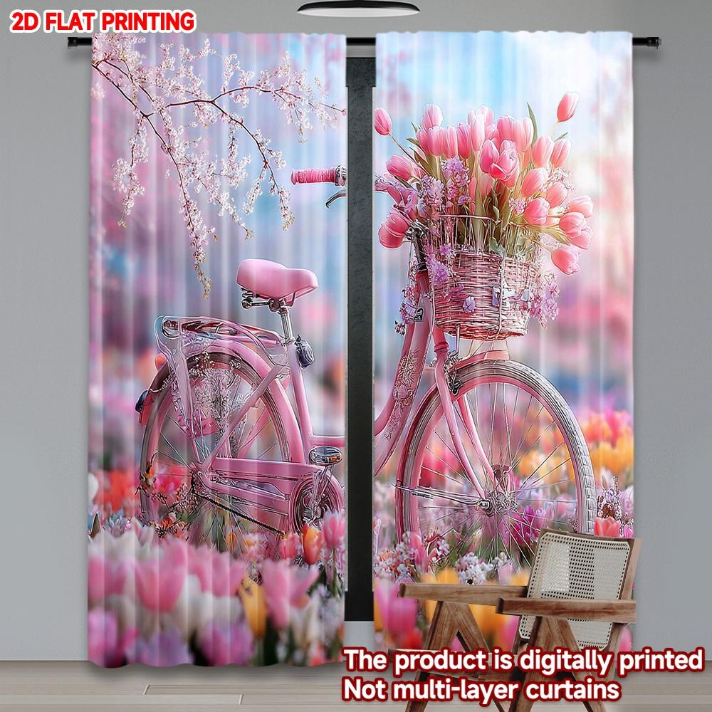 Flat Printing Happy Valentine Day Scene Curtain Pink Bicycle Tulips Digital Printed Polyester Drapes Holiday Curtains Set Of 2 Made W100*H70(CM)-Grommet top&1PCS
Flat Printing Happy Valentine Day Scene Curtain Pink Bicycle Tulips Digital Printed Polyester Drapes Holiday Curtains Set Of 2 Made W100*H70(CM)-Grommet top&1PCS