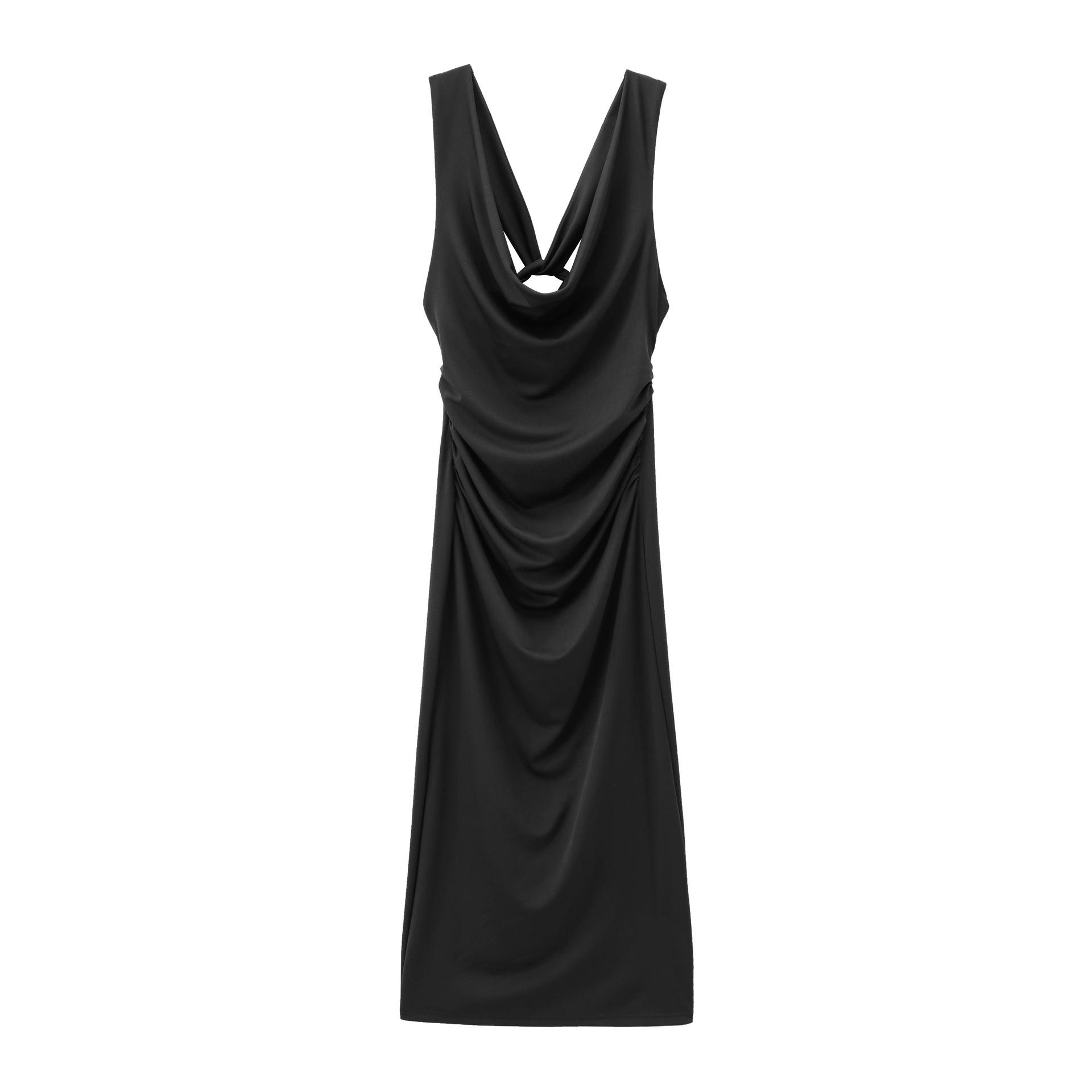 2025 Spring Sleeveless Slim Fit Midi Dress with Draped Collar and Back Tie Detail - European & American Style Women s Fashion Small
2025 Spring Sleeveless Slim Fit Midi Dress with Draped Collar and Back Tie Detail - European & American Style Women s Fashion Small