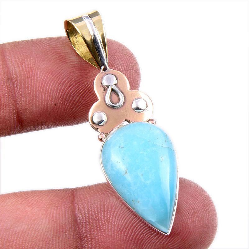 Natural Amazonite Gemstone 925 Solid Sterling Silver Two Tone Pendant 1.75 U2u33 
Natural Amazonite Gemstone 925 Solid Sterling Silver Two Tone Pendant 1.75 U2u33