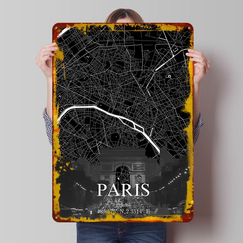 Paris City Map Art Poster Customized Wall Art Vintage Metal Signs Retro Tin Plaque for Man Cave Decoration At Home Decorations 7.9x11.8In(20x30cm)
Paris City Map Art Poster Customized Wall Art Vintage Metal Signs Retro Tin Plaque for Man Cave Decoration At Home Decorations 7.9x11.8In(20x30cm)