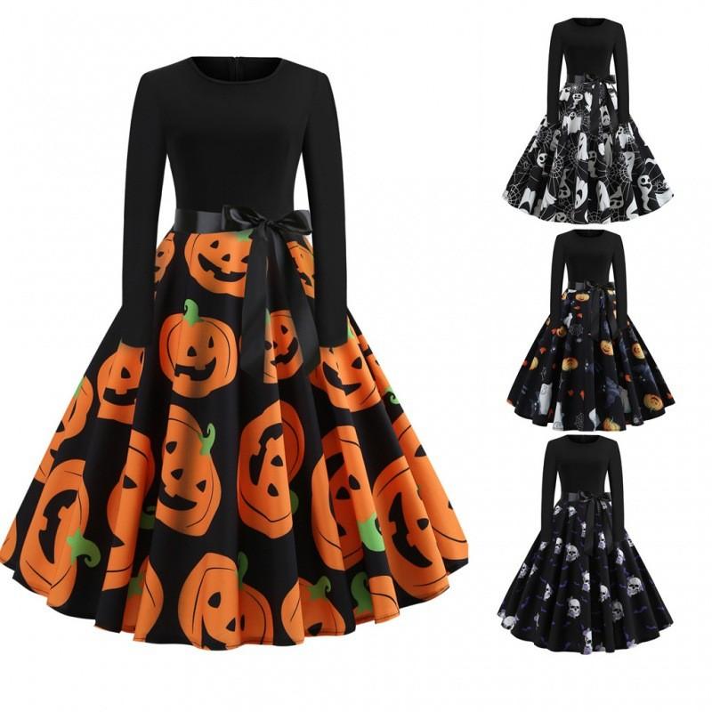 Women Retro 50s 60s Hepburn Long Sleeves V Neck Halloween Pumpkin Print Midi Dress Bridal Host Wedding Bride Bridesmaids Party Gowns S
Women Retro 50s 60s Hepburn Long Sleeves V Neck Halloween Pumpkin Print Midi Dress Bridal Host Wedding Bride Bridesmaids Party Gowns S
