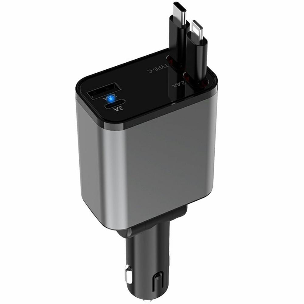 PT-27 Car Charger with Type-C/iP Retractable Cable Super Fast Charging Cable for Cell Phones,Tablets As Shown A
PT-27 Car Charger with Type-C/iP Retractable Cable Super Fast Charging Cable for Cell Phones,Tablets As Shown A