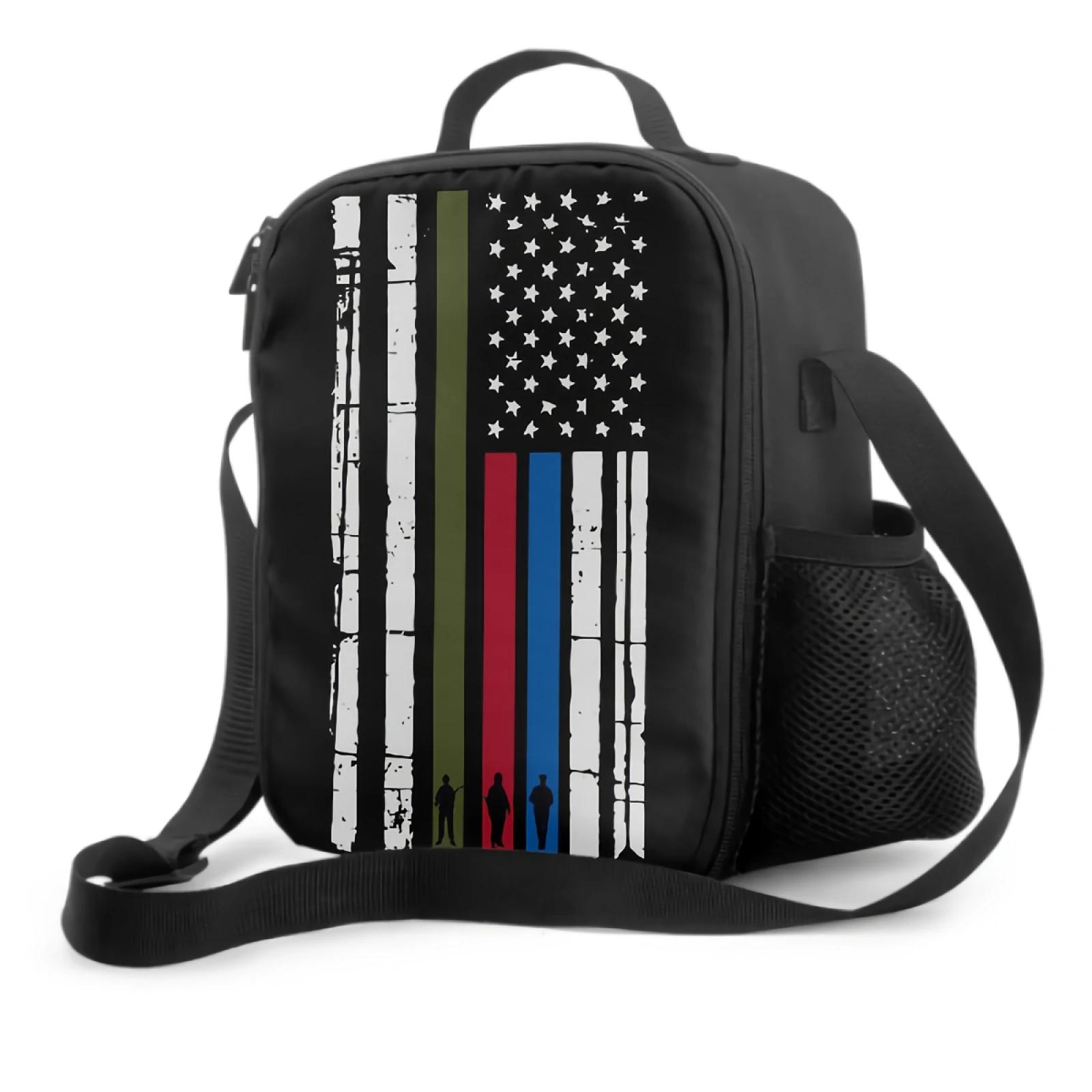 Thin Red Blue Line Firefighter Police Flag Lunch Bag with Adjustable Shoulder Strap Insulated Lunch Box Reusable Cooler Tote Bag 26.5x20x11.5CM бежевий
Thin Red Blue Line Firefighter Police Flag Lunch Bag with Adjustable Shoulder Strap Insulated Lunch Box Reusable Cooler Tote Bag 26.5x20x11.5CM бежевий