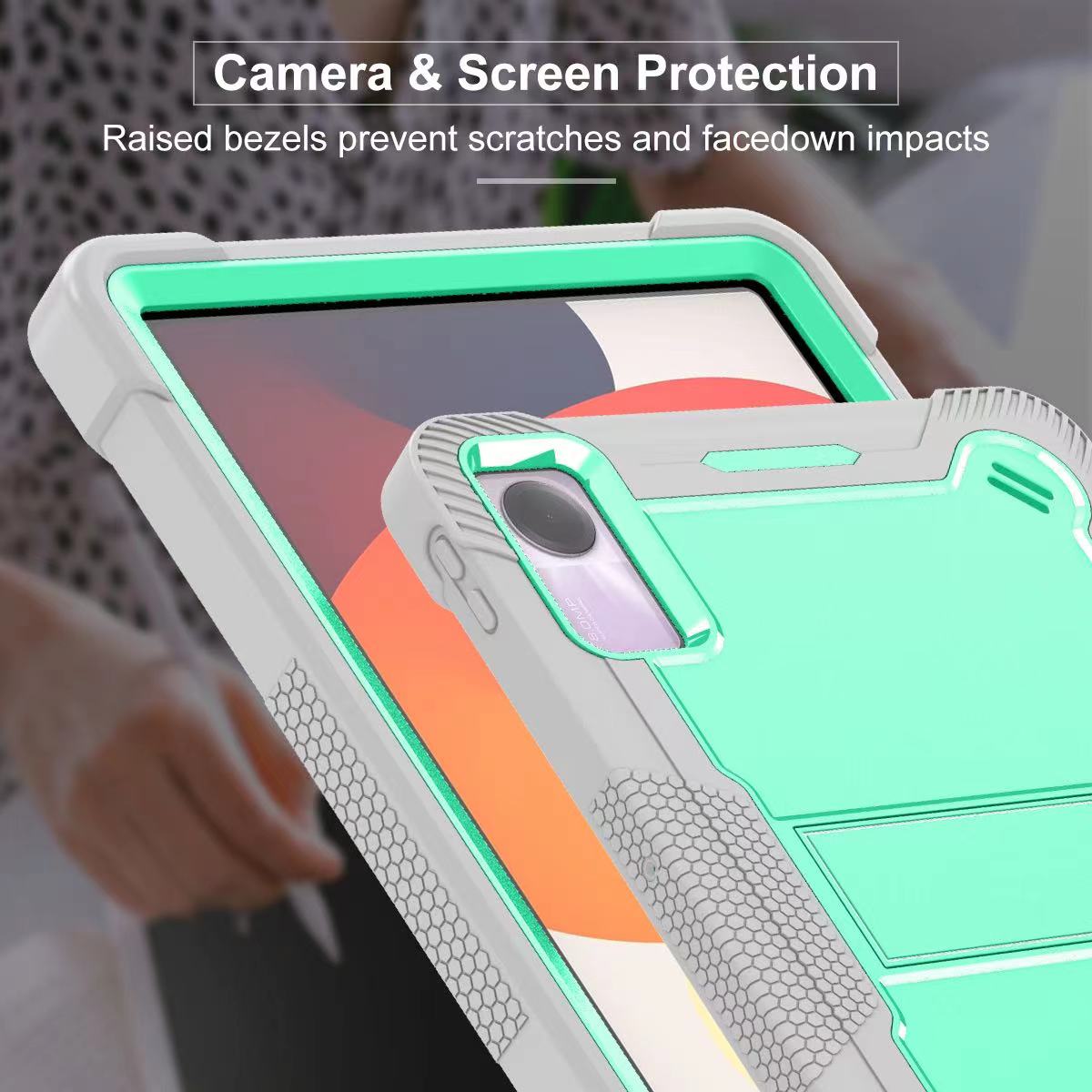 For Xiaomi Redmi Pad SE Kickstand Cover Rugged Silicone+PC Protective Tablet Case Grey+Mint Green
For Xiaomi Redmi Pad SE Kickstand Cover Rugged Silicone+PC Protective Tablet Case Grey+Mint Green