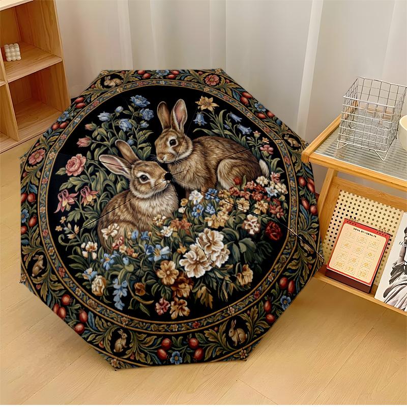Rabbits in Floral Circle (2) Printed umbrella windproof folding umbrella portable sun and rain umbrella suitable for gifting
Rabbits in Floral Circle (2) Printed umbrella windproof folding umbrella portable sun and rain umbrella suitable for gifting