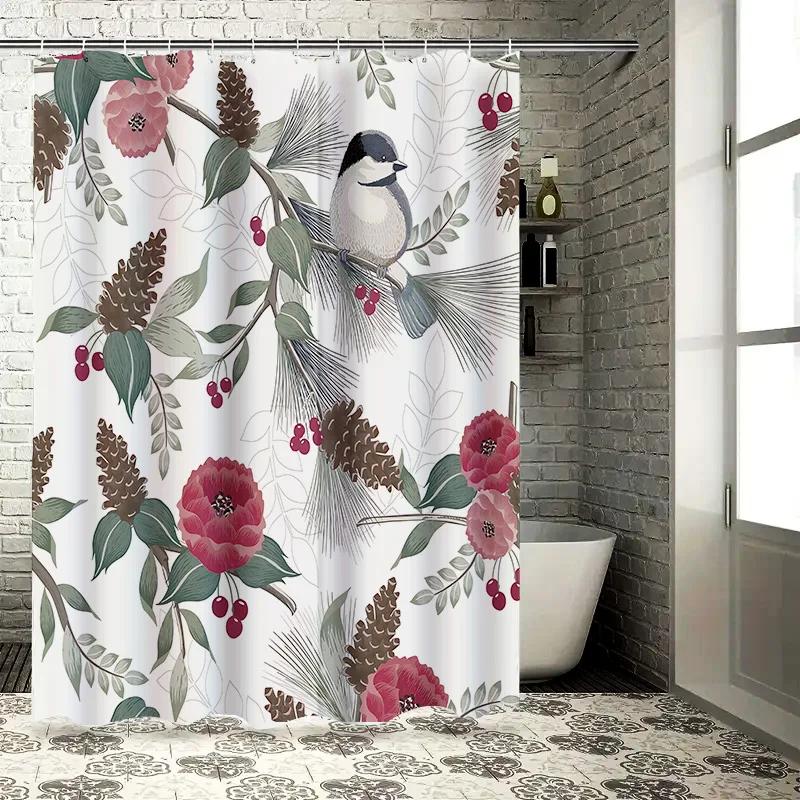 Elegant Bird And Flower Shower Curtain - Nature Inspired Design For Your Bathroom - Durable And Waterproof Complimentary Hook W60H190(CM)-1 Pcs
Elegant Bird And Flower Shower Curtain - Nature Inspired Design For Your Bathroom - Durable And Waterproof Complimentary Hook W60H190(CM)-1 Pcs