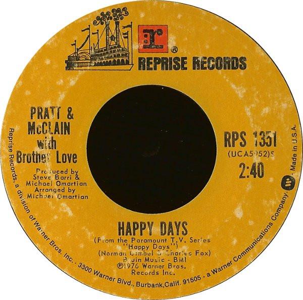 7inch Record PRATT & MCCLAIN, BROTHERLOVE - Happy Days RPS1351 Reprise Records 1976 US Rock Used
7inch Record PRATT & MCCLAIN, BROTHERLOVE - Happy Days RPS1351 Reprise Records 1976 US Rock Used