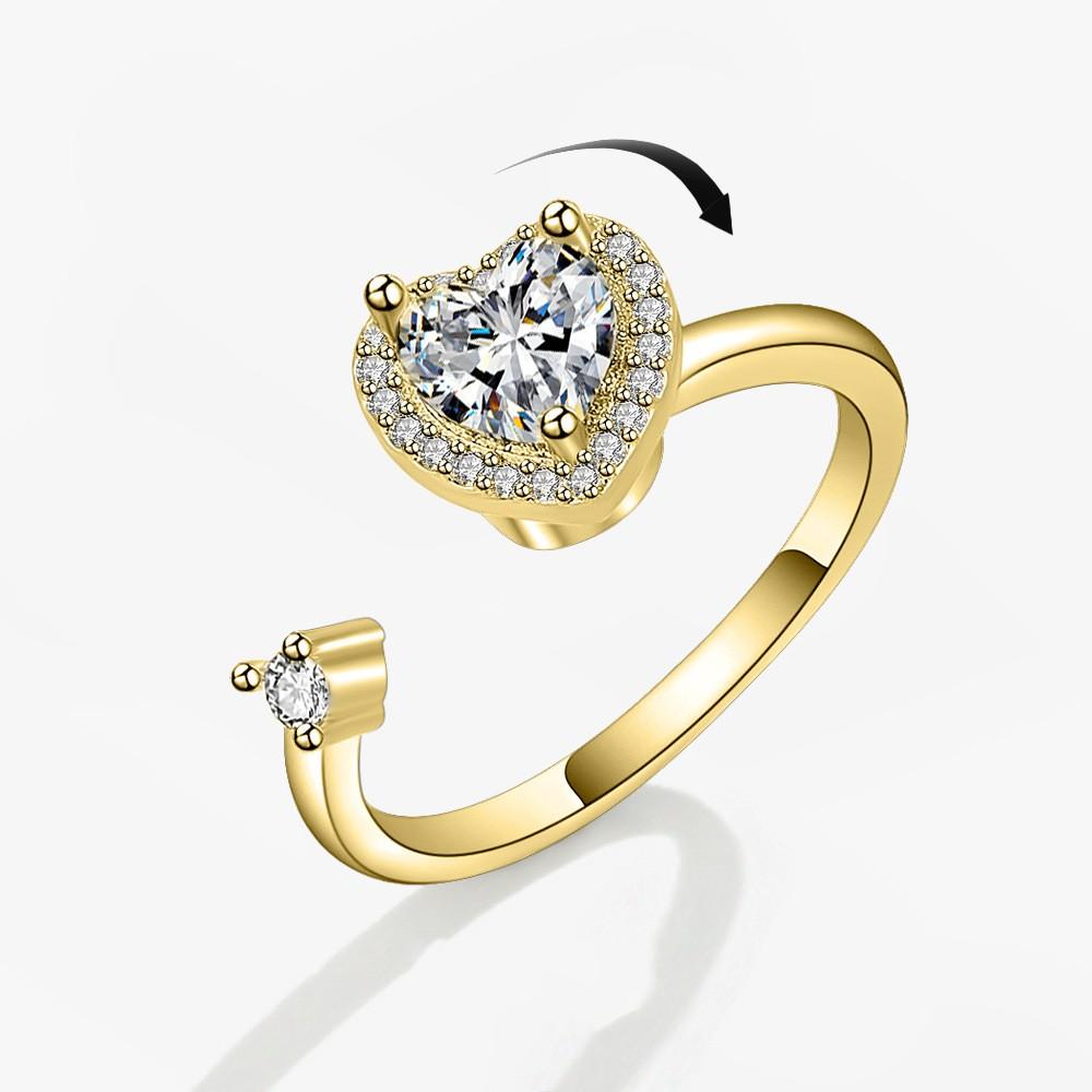 Diamond Spinning Adjustable Open Ring Romantic Love Heart Couple Rings for Lovers Birthday Gift Anxiety Relief anillos mujer resizable
Diamond Spinning Adjustable Open Ring Romantic Love Heart Couple Rings for Lovers Birthday Gift Anxiety Relief anillos mujer resizable