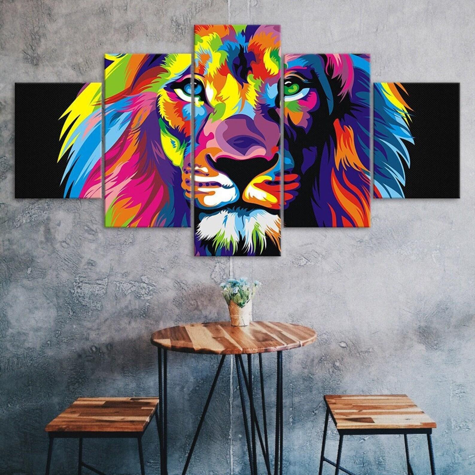 Abstract Lion Colorful Face 5 Piece Five Panel Wall Canvas Print Pictures Modern Art Poster Home Decor Gift For Him For Her 20X35 20X45 20X55CM
Abstract Lion Colorful Face 5 Piece Five Panel Wall Canvas Print Pictures Modern Art Poster Home Decor Gift For Him For Her 20X35 20X45 20X55CM