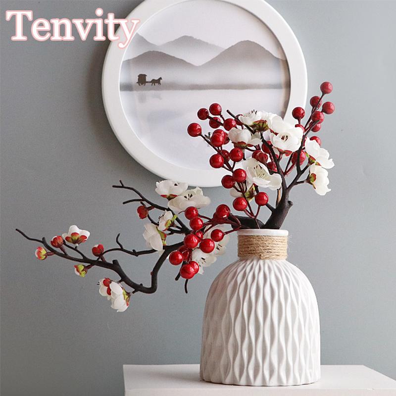 Cherry Red Plum Blossom Silk Artificial Flowers Plastic Branch for Home Wedding DIY Decoration Foam Christmas Berry Fake Flowers
Cherry Red Plum Blossom Silk Artificial Flowers Plastic Branch for Home Wedding DIY Decoration Foam Christmas Berry Fake Flowers