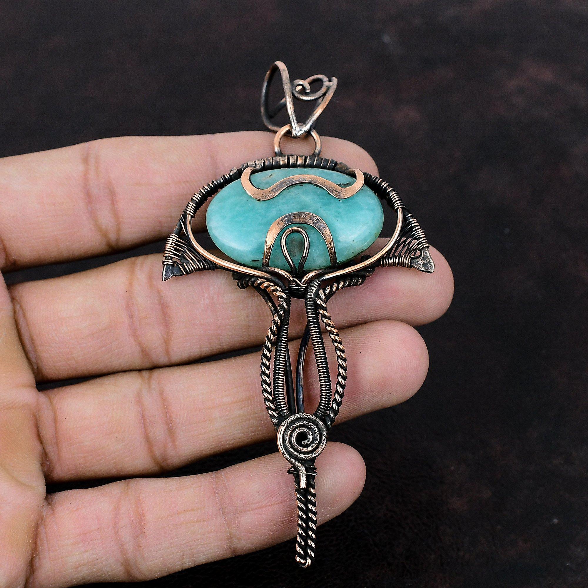 Amazonite Pendant Copper Wire Wrapped Gemstone Pendant Real Amazonite Jewelry Ethnic Style Pendant Handmade Copper Jewelry Anniversary Gift
Amazonite Pendant Copper Wire Wrapped Gemstone Pendant Real Amazonite Jewelry Ethnic Style Pendant Handmade Copper Jewelry Anniversary Gift