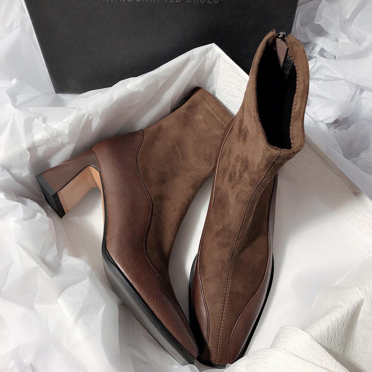 Thick Heel Square Head Splicing Elastic Skinny Boots Short Heel Internet celebrity Skinny Women s Boots 40 коричневий
Thick Heel Square Head Splicing Elastic Skinny Boots Short Heel Internet celebrity Skinny Women s Boots 40 коричневий