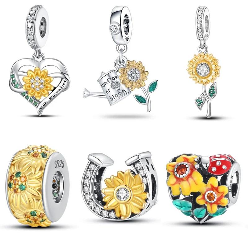 New 925 Sterling Silver Golden Sunflowers Heart Charms Beads Fit 925 Original Bracelets Party DIY Jewelry
New 925 Sterling Silver Golden Sunflowers Heart Charms Beads Fit 925 Original Bracelets Party DIY Jewelry