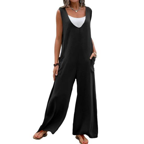 Women Casual Loose Long Bib Pants Sleeveless Wide Leg Baggy Jumpsuits Cotton L чорний
Women Casual Loose Long Bib Pants Sleeveless Wide Leg Baggy Jumpsuits Cotton L чорний