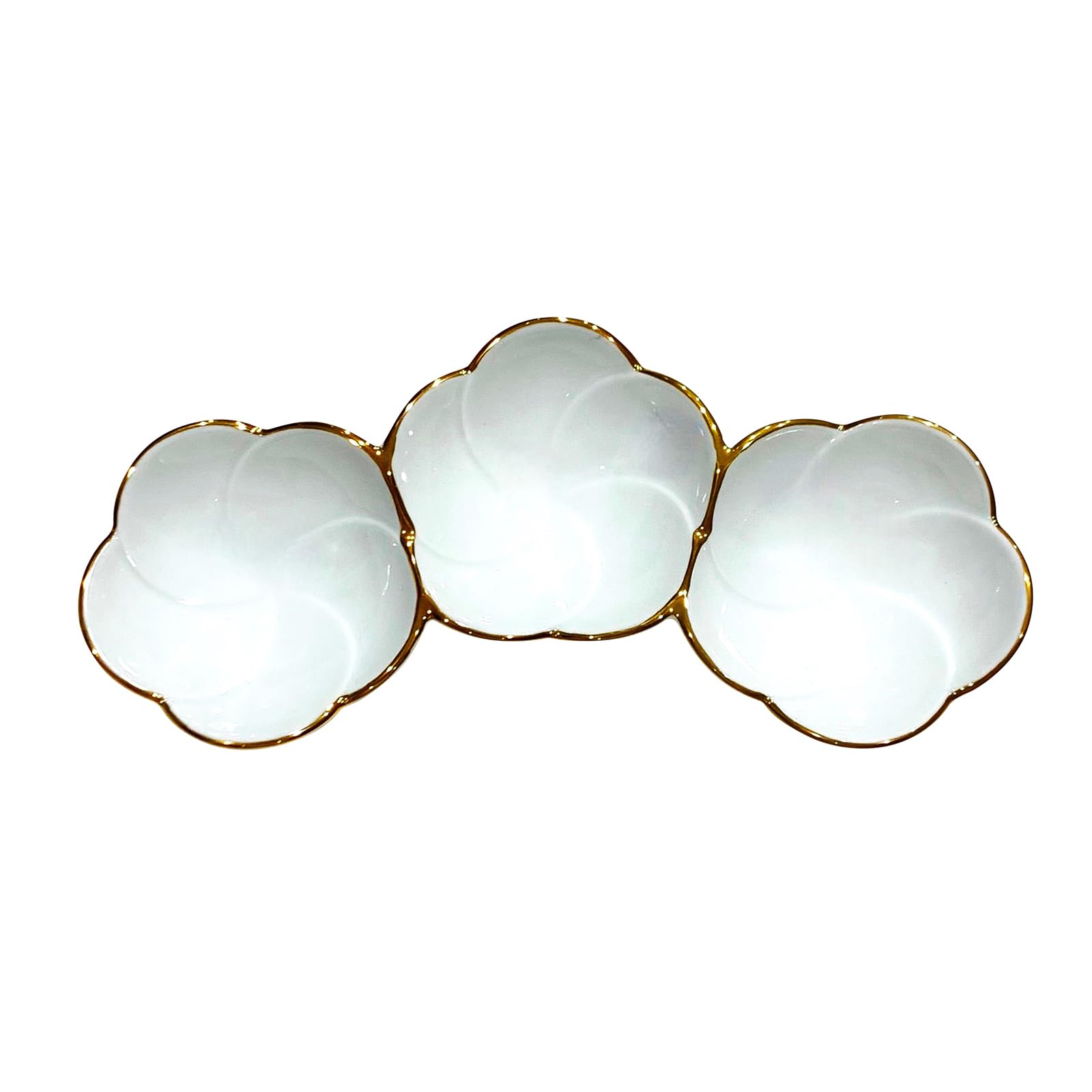 24 to 3 Plates, Small Bowls, Condiment Plates, Gold Wire, Plum-Shaped Triple Small Bowls
24 to 3 Plates, Small Bowls, Condiment Plates, Gold Wire, Plum-Shaped Triple Small Bowls