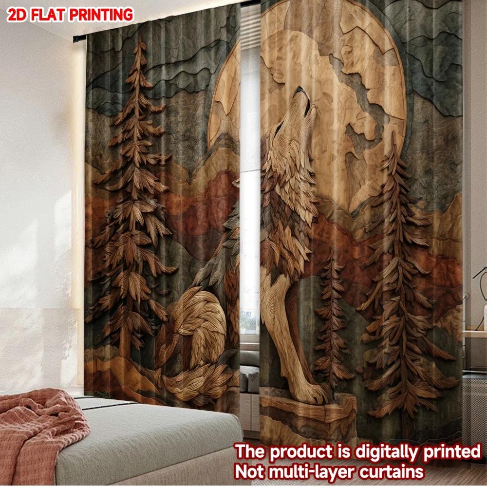 Set Of 2 Wolf Howling Moon Curtains Flat Digital Printing Lone Pine Trees Night Sky Mysterious Living Room Decor Curtain Polyester Ideal For Great W100*H70(CM)-Hooks&2PCS
Set Of 2 Wolf Howling Moon Curtains Flat Digital Printing Lone Pine Trees Night Sky Mysterious Living Room Decor Curtain Polyester Ideal For Great W100*H70(CM)-Hooks&2PCS